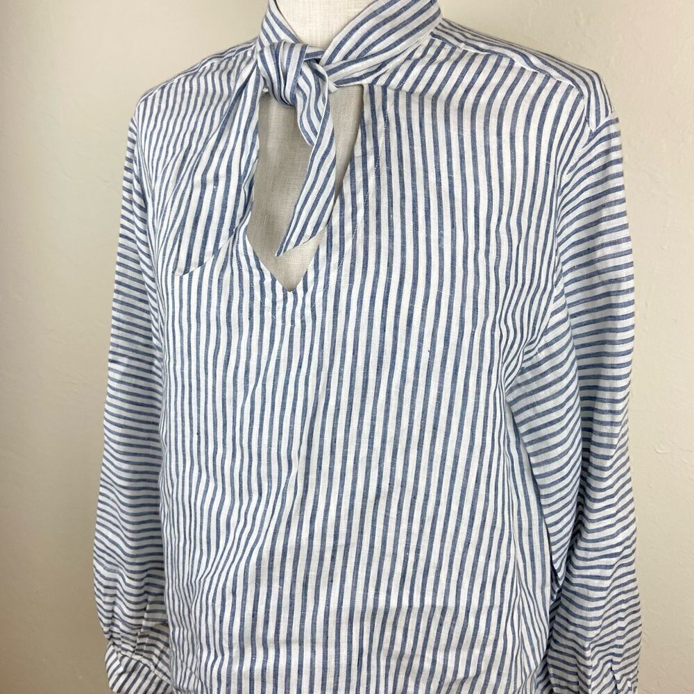 Frame Handkerchief Striped Linen Top - Picture 3 of 7